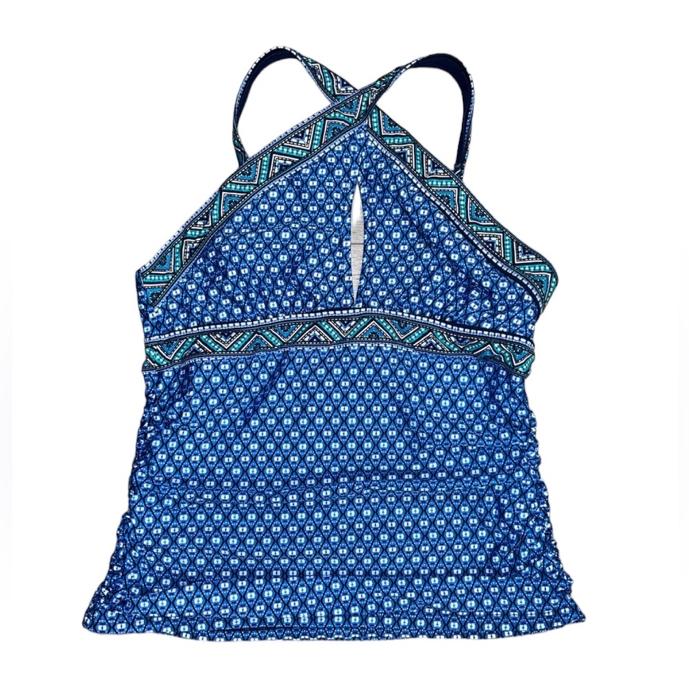 NWT Jantzen Cross Neck Tankini 12 Blue Jantzen Swim Top 12 Blue Print